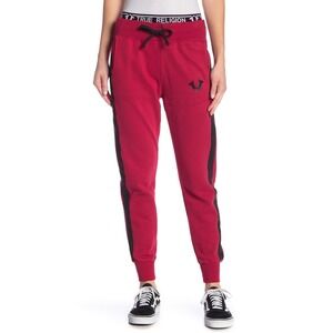 True Religion Red w/ Black Stripe Faux Boxer Joggers Women's Large